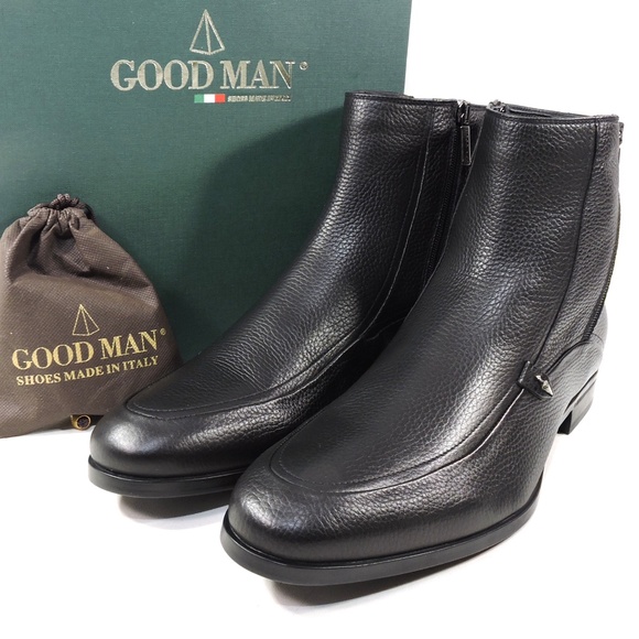 GOODMAN ?? MEN\'S BLACK SOFT LEATHER COMFORT WINTER ANKLE BOOTS main image 5